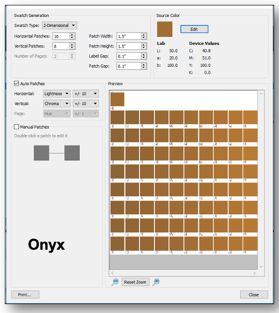 Onyx Color Matching Table